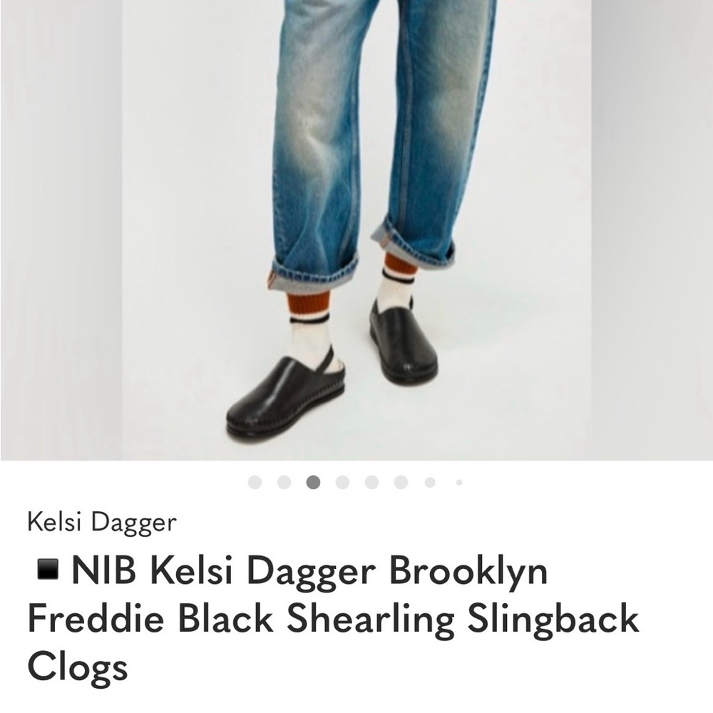 NIB Free People Kelsi Dagger Black Brooklyn Shearling Slingback Clogs, size 7